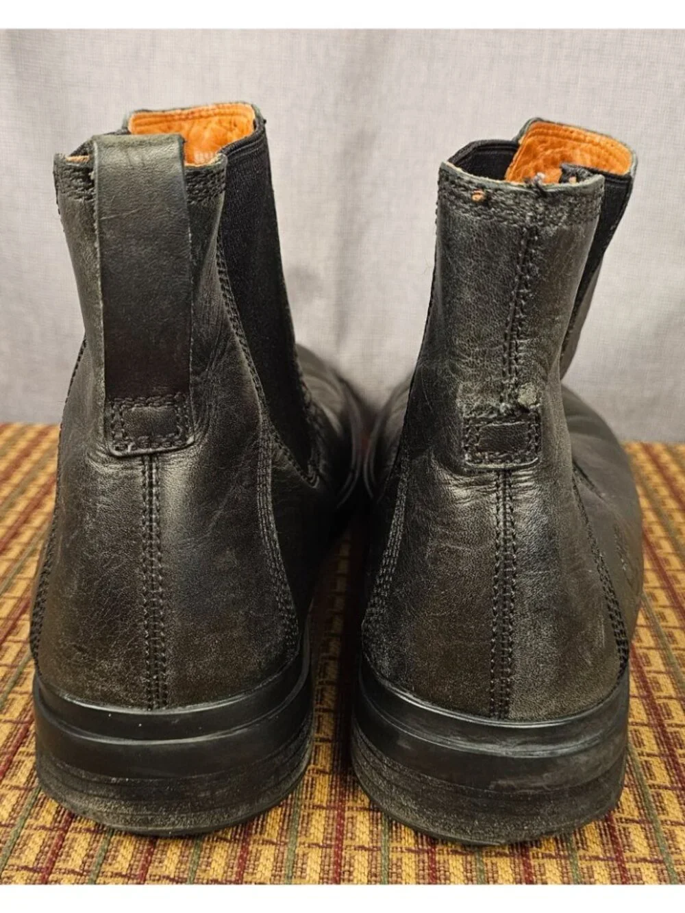 Timberland Mens Black Leather Waterproof Chelsea Boots Size 12M Durable Outsole